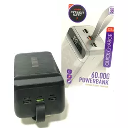 Внешний аккумулятор Повербанк Power Bank 60000 mAh Power Way QC60 + 3x USB 22,5 Вт Черный