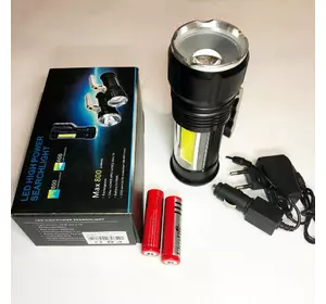 Ручной фонарик led Bailong S912-XPE+COB | Мощный ручной фонарик | Фонарик с зарядкой от сети | Мощный SR-205 ручной фонарик